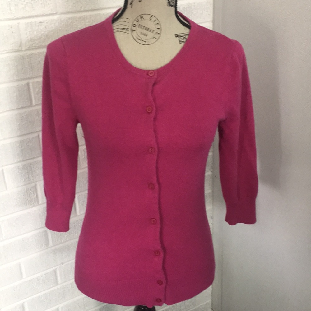 Abound Fuchsia Pink Three Quarter Sleeve Cardigan